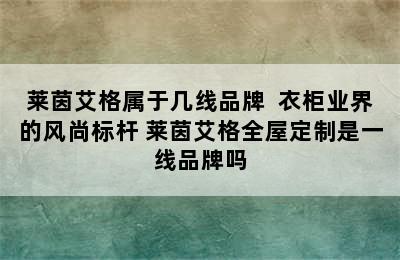 莱茵艾格属于几线品牌  衣柜业界的风尚标杆 莱茵艾格全屋定制是一线品牌吗